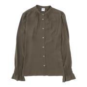 Aspesi Silkeblandning Crepe Blus Green, Dam