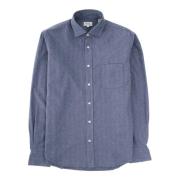 Hartford Flanell Herringbone Casual Skjorta Blue, Herr