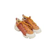 Dior Vintage Pre-owned Tyg sneakers Orange, Dam