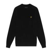 Lyle & Scott Stickad Ribbad Mock Hals Tröja Black, Herr