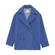 Ottod'Ame Teddy Coat Dubbelknäppt Vintermode Blue, Dam