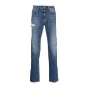 Just Cavalli Blå Slim Straight Jeans Blue, Herr