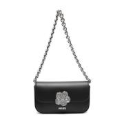 Kenzo Svart Boke Flower-Plaque Läder Axelväska Black, Dam