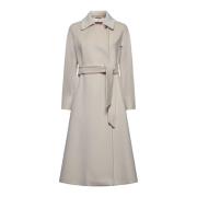 Max Mara Studio Baby Beige Yllekappa med Bälte Beige, Dam