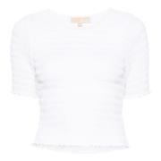 Michael Kors Skräddad Georgette-T-shirt White, Dam