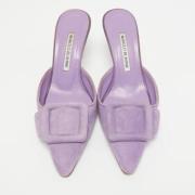 Manolo Blahnik Pre-owned Pre-owned Mocka sandaler Purple, Dam