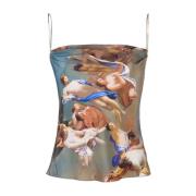 Balmain Silke Cowl Neck Tank Top Multifärgad Multicolor, Dam