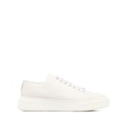 Giorgio Armani Vita Läder Sneakers Eleganta Platta White, Herr