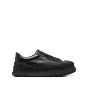 Jil Sander Svart Läder Elegant Sneakers Black, Dam