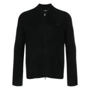 J.Lindeberg Merino Logo Zip Sweater i Svart Black, Herr