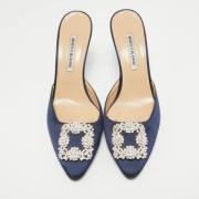 Manolo Blahnik Pre-owned Pre-owned Satin sandaler Blue, Dam