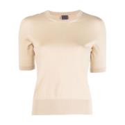 Lorena Antoniazzi Beige Stickad T-shirt med korta ärmar Beige, Dam