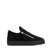 Giuseppe Zanotti Svart Läder Sneakers Eleganta Platta Black, Herr