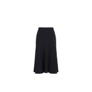 Elisabetta Franchi Midi satin kjol med kontrastdetaljer Black, Dam