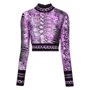 Just Cavalli Lila Animal Chain Cropped Top Purple, Dam