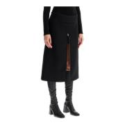 Courrèges Twill Midi Kjol med Dragkedja Black, Dam