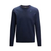 K-Way Blå Crewneck Stickad Tröja Blue, Herr