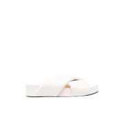 Jil Sander Crossover Strap Sliders med vadderat elfenben läder White, ...