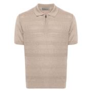 Corneliani Avslappnad Silk Bomull Polo Skjorta Beige Beige, Herr