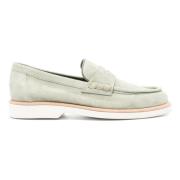 Santoni Grön läder loafers casual platt Green, Dam