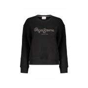 Pepe Jeans Svart Bomullsweatshirt med Logotyptryck Black, Dam