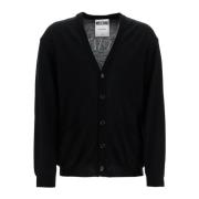 Moschino Elegant Ullkardigan med Broderad Baksida Black, Herr