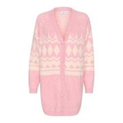 Saint Tropez Cashmere Rose Cardigan med V-ringning Pink, Dam