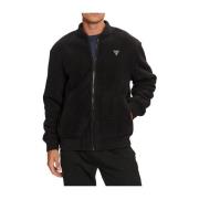 Guess Svart Sherpa Zip Jacka Stiligt Komfort Black, Herr