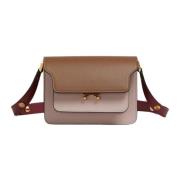 Marni Mini Trunk Läder Axelväska Brown, Dam