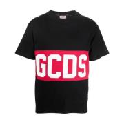 Gcds Svart Kortärmad Band Logo Tee Black, Herr