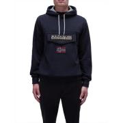 Napapijri Svart Hoodie Vinter Stil Ikonisk Flagga Black, Herr