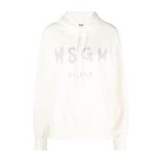 Msgm Casual Beige Bomull Hoodie Beige, Dam