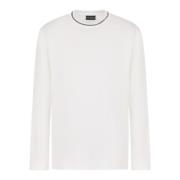 Emporio Armani Vit Långärmad Logotyp Krage Jersey White, Herr