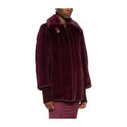 Patrizia Pepe Bordeaux Shearling Kappa med Dragkedja Purple, Dam