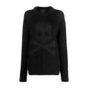 Philipp Plein Svart Ull Akryl Tröja Pullover Black, Dam