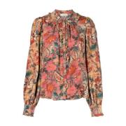 Ulla Johnson Elegant Rosa Sidenskjorta Multicolor, Dam