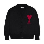 Ami Paris Svart Ull Cardigan Black, Dam