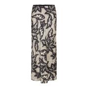 Bruuns Bazaar Sand Print Kjol med Elastisk Midja Beige, Dam