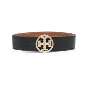 Tory Burch Omvändbar Svart Läder Casual Bälte Black, Dam