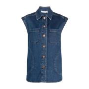 See by Chloé Blå Denim Casual Vest Blue, Dam