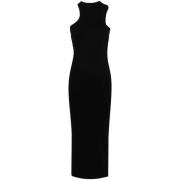 Axel Arigato Svart Maxi Klänning Asymmetrisk Scoop Stil Black, Dam