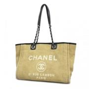 Chanel Vintage Pre-owned Canvas chanel-vskor Beige, Dam