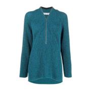 Proenza Schouler Blå Zip Sweater Casual Stil Blue, Dam