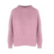 Malo Räfflad Ull Cashmere Tröja Pink, Dam