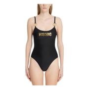 Moschino Strandkläder med ikonisk logotyptryck Black, Dam