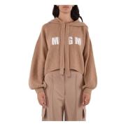 Msgm Kashmirhoodie med Breda ärmar Beige, Dam