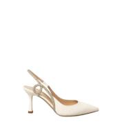 Ninalilou Jeweled Vit Läder Slingback Sandal White, Dam