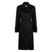 Calvin Klein Svart Bomull Casual Trench Coat Black, Dam