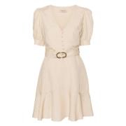 Twinset Elegant Beige Linne Miniklänning Beige, Dam