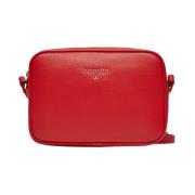 Patrizia Pepe Minimalistisk Chic Läder Crossbody Väska Red, Dam